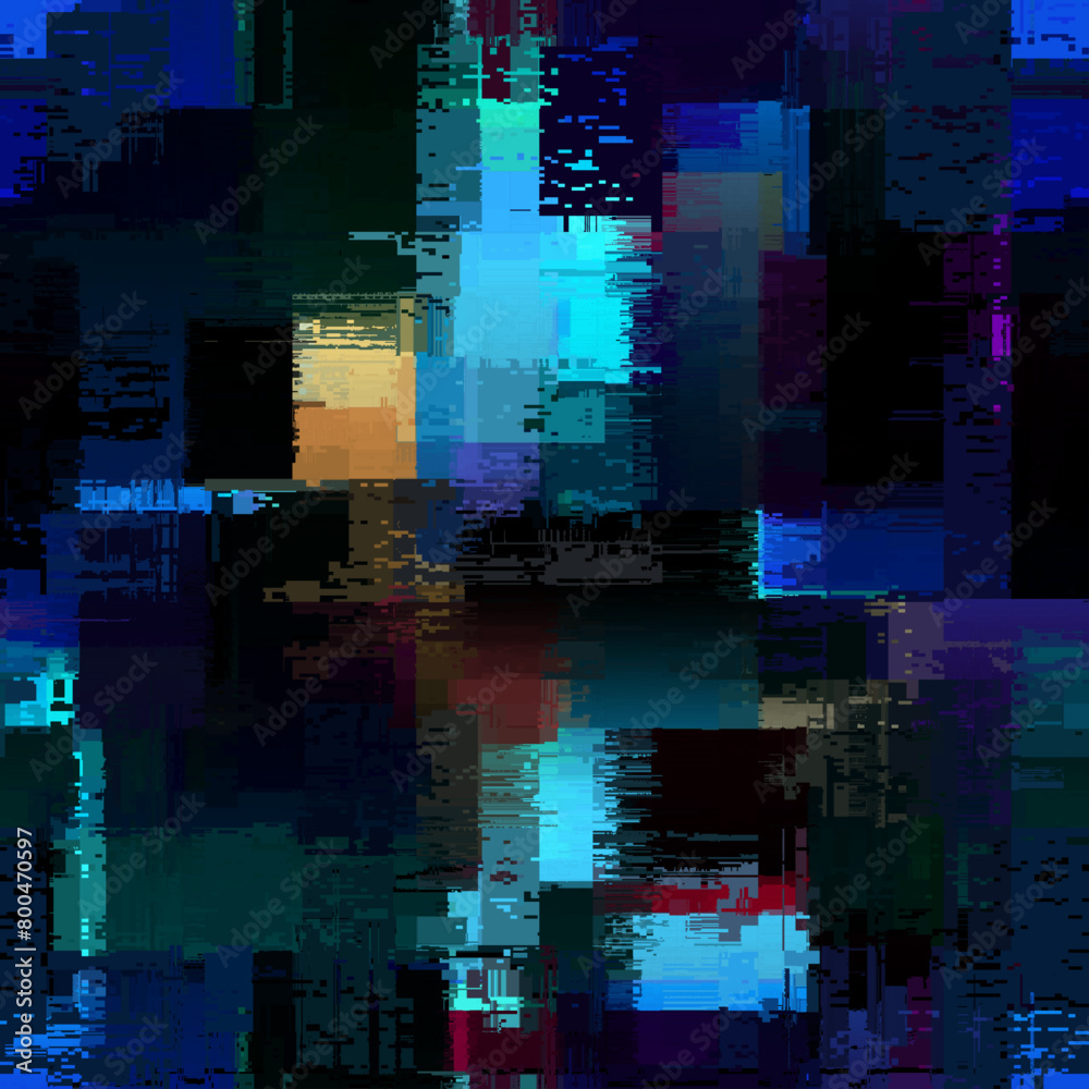 Aufkleber creative glitch texture. seamless vector pattern. grunge glitch dark colours background