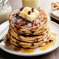 chocolate chips with butter on pancake