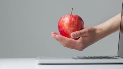 Hand Levitating a Red Apple