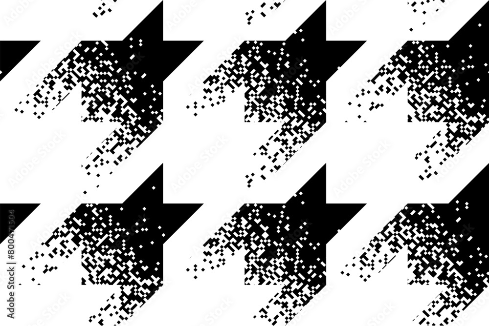 Poster Hounds-tooth halftone pixelated grunge pattern. Dissolive effect. Vector seamless pattern