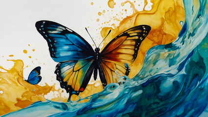 Butterfly watercolor vector white background


