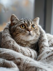 Cat Laying on Blanket Near Window