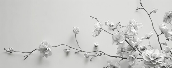 Elegant black and white floral arrangement on a light background
