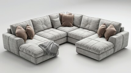 Fototapeta na wymiar Corner Sofa Family Comfort: A 3D illustration highlighting the family-friendly aspects of a corner sofa