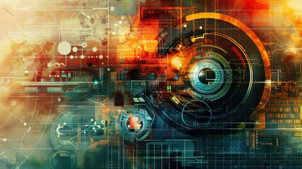 Fototapeta premium high-tech futuristic scientific illustration wall background with a artistic hint