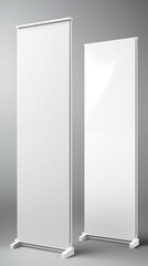 White standing vertical banners mockup can be used for multipurpose