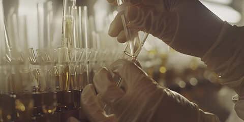 Title Cientista examinando tubos de ensaio em um laboratório