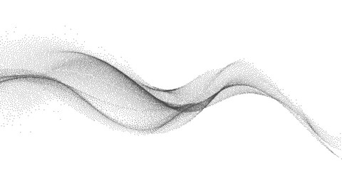 Abstract gradient dynamic wave of particles. Black dotwork grain texture, abstract stipple sand effect. Vector illustration .