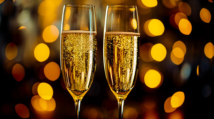 Celebration toast with champagne whit background.