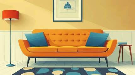 Modern Sofa Cozy Lounge: A vector illustration illustrating a modern sofa as a cozy lounge area