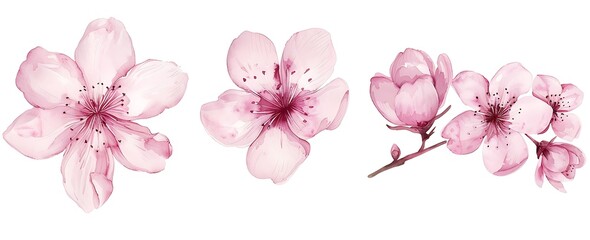 Cute pink flowers in the shape of cherry blossoms - obrazy, fototapety, plakaty