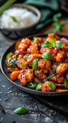 Plate of Chicken Stir-Fry on Table