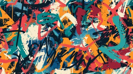 A bold abstract pattern inspired by urban graffiti and street art.