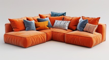 Sectional Sofa Comfort: A 3D illustration highlighting the comfort of a sectional sofa