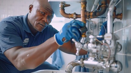 A Plumber Fixing Sink Pipes