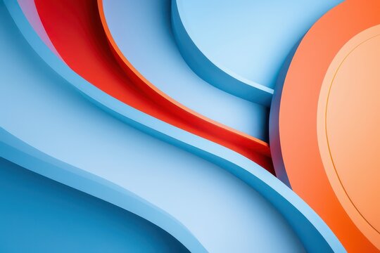 abstract illustration background with a clean look in blue, orange and red 