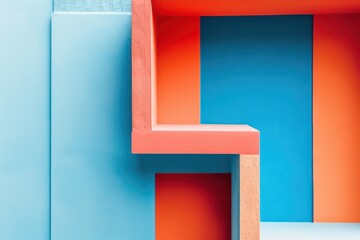 abstract illustration background with a clean look in blue, orange and red 