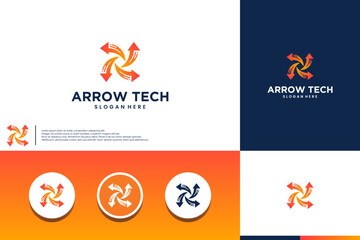 abstract arrow, digital science, for modern technology companies, logo design template.