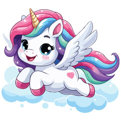 Cute unicorn vector cartoon illustration © Shahin reza