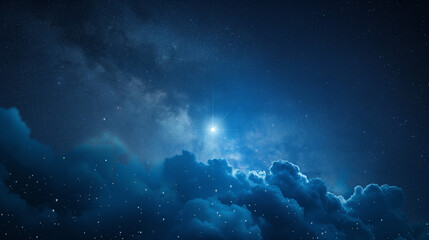 An awe-inspiring nightscape with a brilliant celestial event illuminating the cloud-fringed sky - obrazy, fototapety, plakaty
