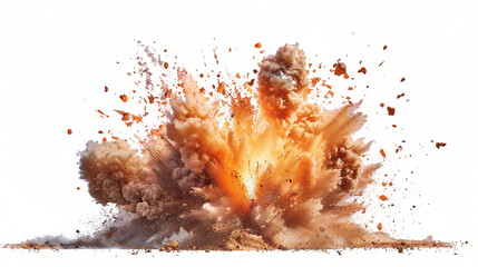 An explosion blasting debris and smoke splash out, isolated on a transparent background.


--ar
