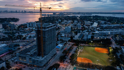 view of the Coastal city at sunset