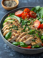 Grilled Chicken Salad With Tomatoes, Cucumbers, and Herbs