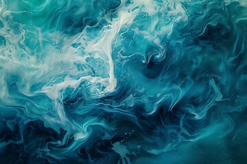 A serene blend of cerulean and teal forming an underwater abstract scene