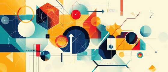 Obraz premium abstract geometric illustration banner design with vivid colors and artistic composition