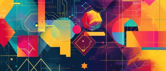 abstract geometric illustration banner design with vivid colors and artistic composition