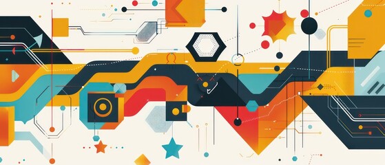 abstract geometric illustration banner design with vivid colors and artistic composition