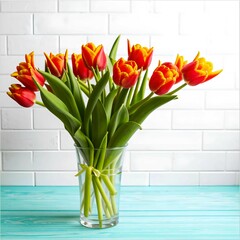 Tulips: vibrant symbols of spring, with graceful stems and flowers in shades from soft pink to deep purple, each petal a living masterpiece.