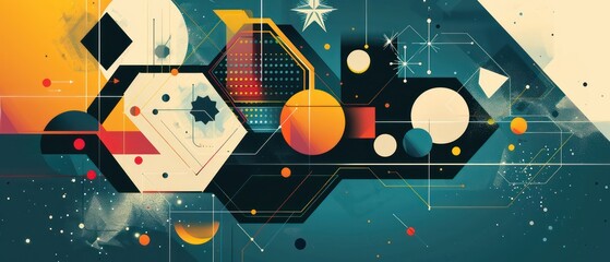 Obraz premium abstract geometric illustration banner design with vivid colors and artistic composition