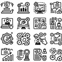 outline workflow set icon silhouette vector illustration white background, workflow, processing, operation. Outline icon collection