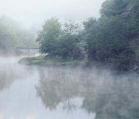 Foggy mountain river