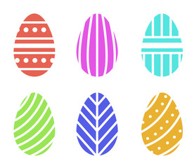Easter Eggs with different texture on a white background. Spring holiday. Happy Easter. Vector illustration EPS10