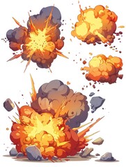 explosion gaming asset illustration isolated on a white background 