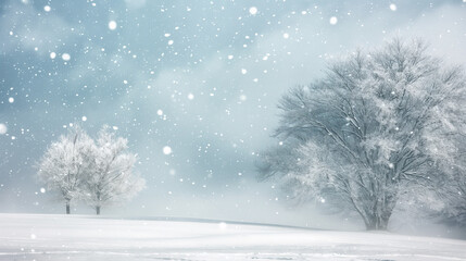 Fototapeta premium This evocative image captures the beauty of snow-covered trees against a vast wintery landscape