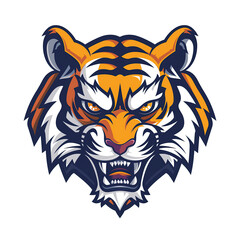 Logo of an angry tiger head, vector illustration for sports team on white background