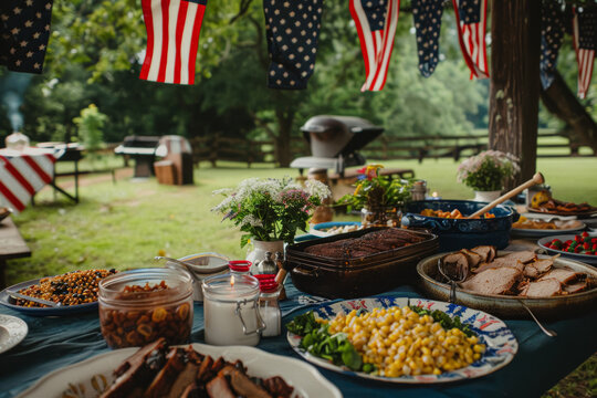 Southern Independence Day Feast Under Vintage Bunting