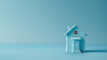real estate tridimensional dummy small house on a light blue background
