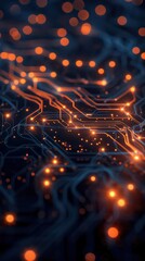 Fototapeta premium circuit board background with amazing digital contrasting lights