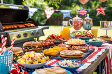 Outdoor Independence Day Barbecue with Classic Dishes