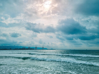 Obraz premium View to the City of Haifa, Harbor and Industrial Zone.