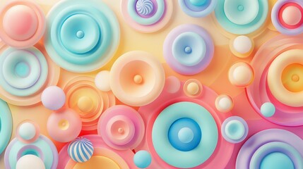 abstract geometric candy party illustration background with simple untangled composition and funny pastel colors 