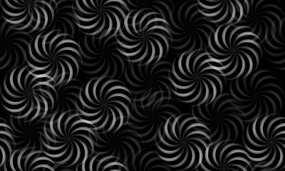Abstract seamless pattern with gray circle elements on dark background.