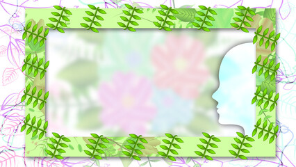 mother's day and women's day concept with women face icon and decorated frame