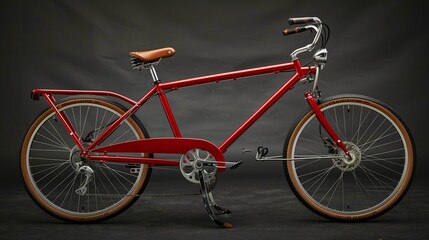 Fiery red tandem bike with sleek lines, perfect for duos,