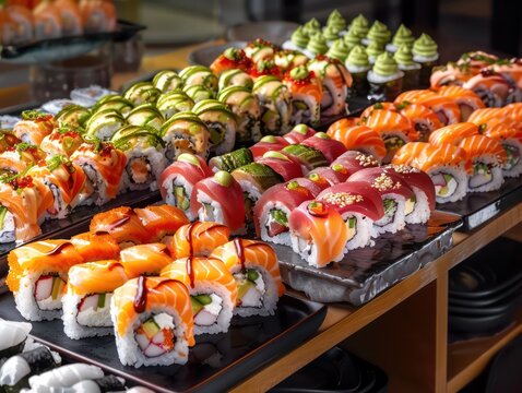 sushi background with amazing vibrant colors and professional setting display
