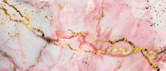Obraz na płótnie Canvas Pink marble background with golden veins